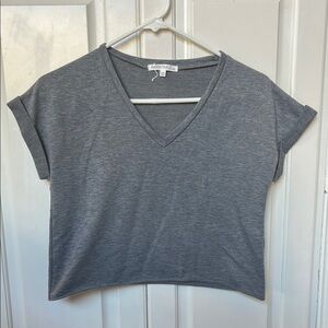 Women's Gray V-Neck Top